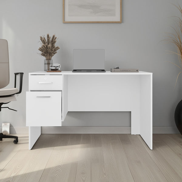 English Elm Desk, Modern White Engineered Wood 2-Drawer Office Desk 47.2" W Storage Surface for Home Workspaces B097P369441