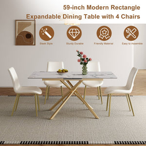 English Elm 59-inch Expandable Glass Top Dining Set Seats 8 with Upholstered Chairs X-base W2700S00090