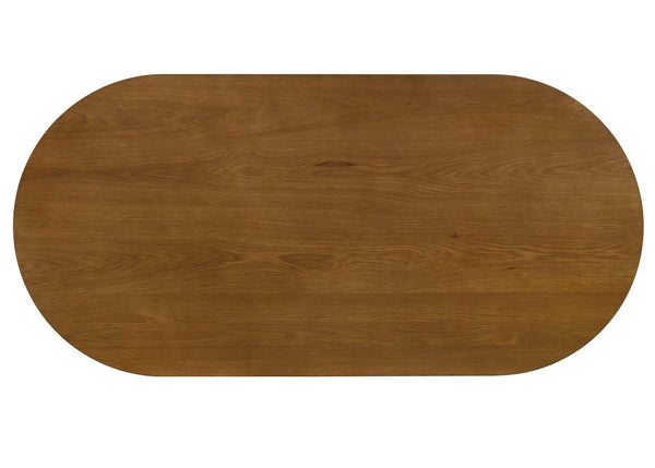 English Elm Andrew Oval Walnut Wood Dining Table with Pedestal Base Seats 8 for Modern Rooms B061S00962