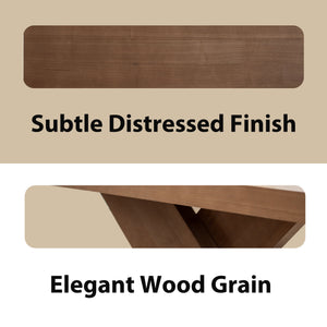 English Elm 47" X-base Oak Wash Coffee Table Solid Veneer Sculptural Frame for Living Room Walnut W1435P337639