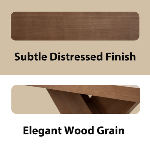 English Elm 47" X-base Oak Wash Coffee Table Solid Veneer Sculptural Frame for Living Room Walnut W1435P337639