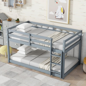 English Elm Solid Rubberwood Twin-Over-Twin Bunk Bed With Ladder – Sturdy, Space-Saving Design In Grey Finish W504P191644-GIGA