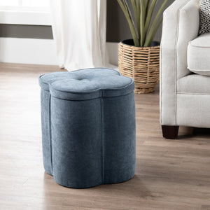 Crestview Collection Modern Seafoam Chenille Ottoman With Hidden Storage And Floral Design For Stylish Living Spaces Navy Solid Wood Evfzr4341nvy