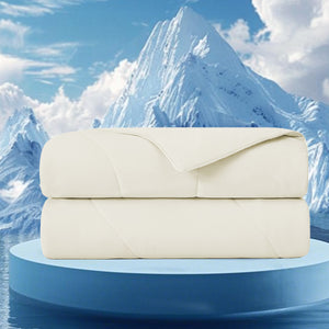 English Elm 1-piece Queen Cooling Comforter Nylon Spandex Shell Wave Quilted Breathable Lightweight Fill Ivory B035P408405