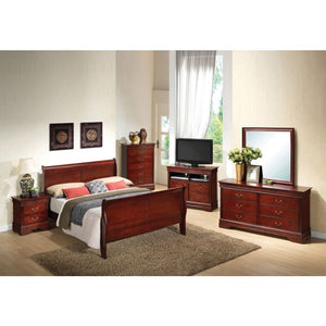 English Elm Charming Traditional Full Bed with Warm Finish, Durable Particleboard Frame and Timeless Design for Cozy Bedrooms Cherry 74 L x 6 W x 4 H B078S00272