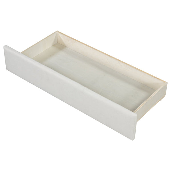 English Elm Twin XL Upholstered Daybed with Two Drawers — Convertible King Sofa Bed, Buttoned Back, Linen Upholstery Beige DL002056AAA