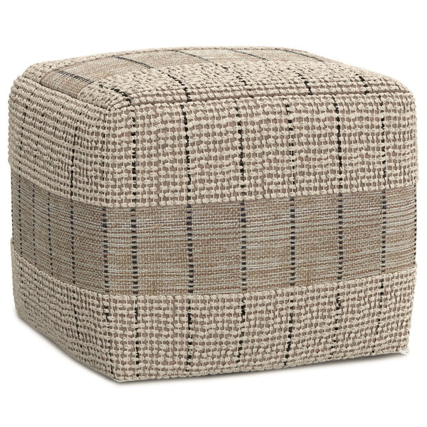 English Elm Elmer Square Woven Pouf Natural & Grey Jute, 18" x 18" x 14" Supportive Bead-Filled Seat Accent Stool B136P252628