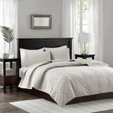 Madison Park Harper Glam/Luxury 3 Piece Velvet Quilt Set MP13-3301 Ivory