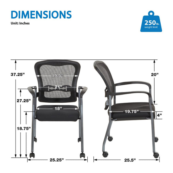 OSP Home Furnishings Titanium Pro-line Stackable Visitors Chair with Lumbar Support for Reception Spaces 84540-30