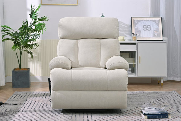 English Elm Oversized Power Lift Recliner Chair with Remote Control, Spacious Fabric Seat and Side Pocket for Comfort and Support Light Gray W1028P261273