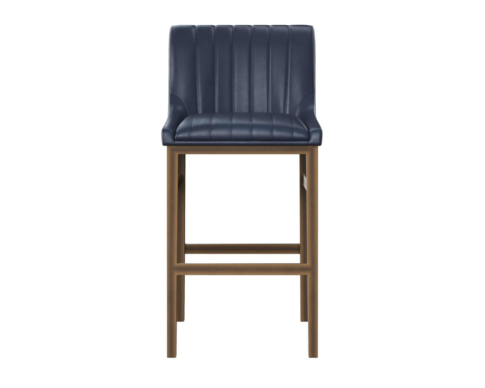 Sunpan HALDEN Barstool - Elevate Your Space with Durable Bravo Admiral Faux Leather and Rustic Bronze Frame Blue 112257