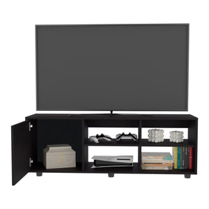 English Elm Adel 51" TV Stand with Cabinet and Four Shelves, Cable Management, Holds Up to 60" TVs, Sleek Design Black 53.01 L x 21.01 W x 5.01 H B070P254801