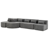 English Elm 143.7" Upholstered Sofa Free-Combined Sofa Couch With Two Chaise Lounge and Five Back Pillows For Living Room, Light Gray