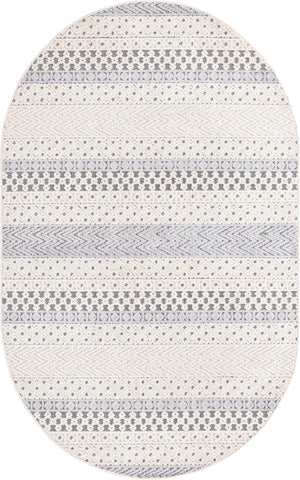 Unique Loom Arlo Matti Machine Made Striped Rug Sandy Beige, Beige/Gray 5' 3" x 8' 0"