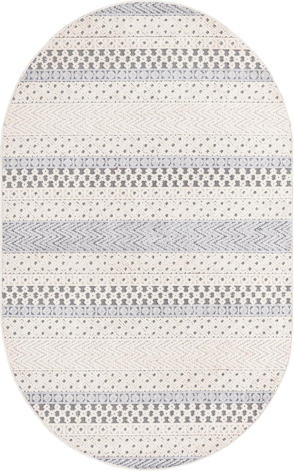 Unique Loom Arlo Matti Machine Made Striped Rug Sandy Beige, Beige/Gray 5' 3" x 8' 0"