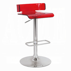 English Elm Adjustable Acrylic Swivel Bar Stool with Small Back and Gas Lift Height Control for Modern Kitchens Chrome,Red 18 L x 18.5 W x 10 H B2741P326636