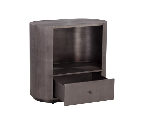 Sunpan Siena Nightstand - Handcrafted Iron Frame with Unique Finish and Ample Storage for Elegant Bedrooms Oval - 30W x 18D x 28H