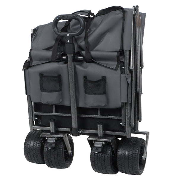 English Elm 3-in-1 Convertible Folding Utility Wagon with Bench Seat Carbon Steel Heavy Duty Gray W2932P312717