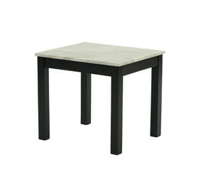 English Elm Majestic White Faux Marble 3pc Coffee & End Table Set with Black Legs, Modern Durable Living Room Design B011P237498