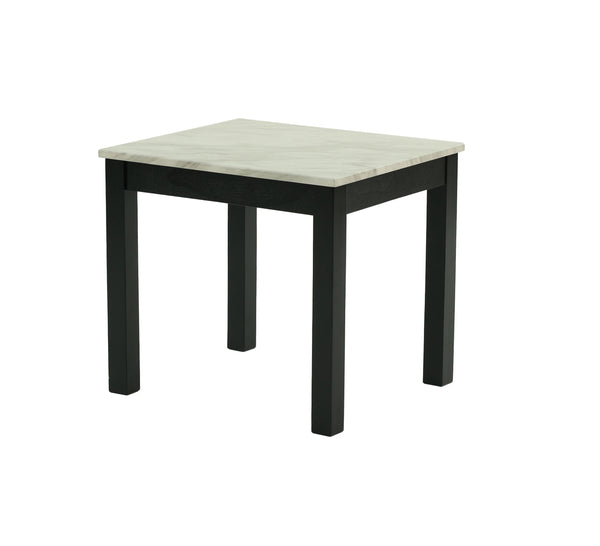 English Elm Majestic White Faux Marble 3pc Coffee & End Table Set with Black Legs, Modern Durable Living Room Design B011P237498