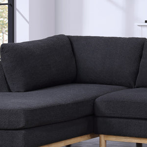 English Elm Helena Sherpa U-shaped Sectional with Double Chaise and Wood Trim for Family Rooms B2749S00218