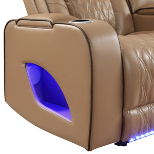 English Elm Fortuner Power Reclining Sofa Set with Led Lighting Massage and Faux Leather B009S02222
