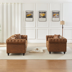 English Elm Fx Modular Six Seat Chenille Sectional Sofa with Gold Legs and Tufted Detail Brown W1926S00111