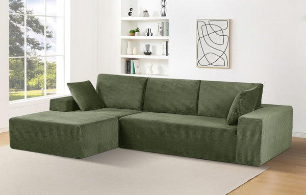 English Elm Cozyform Convertible Sectional Sofa In Dark Green Corduroy, No Assembly, Versatile Comfort & Style B2735P359709