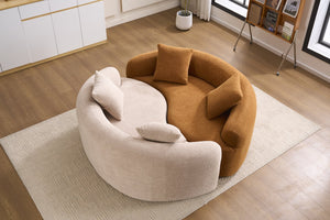 English Elm LY-042 Zen-Inspired S-Curved Dual-Depth Loveseat with Chenille Upholstery, Ready-to-Use Comfort Orange W2231P329720