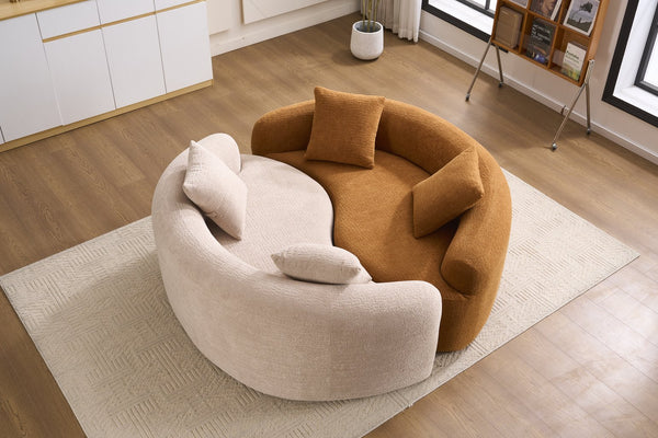 English Elm LY-042 Zen-Inspired S-Curved Dual-Depth Loveseat with Chenille Upholstery, Ready-to-Use Comfort Orange W2231P329720