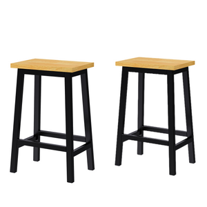 English Elm K&K Solid Wood Bar Stools (Not Cheap Iron), 25.6" Tall Set Of 2 Bar Chairs, Kitchen Counter Stools With Footrests, Farmhouse Stools For Dining Room, Kitchen, Counter, Black