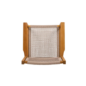 English Elm Braided Rope and Acacia Wood Dining Chair Set Coastal Farmhouse Woven Seating Pair N779P202840T