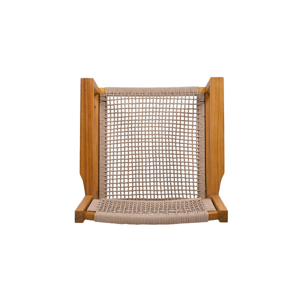 English Elm Braided Rope and Acacia Wood Dining Chair Set Coastal Farmhouse Woven Seating Pair N779P202840T