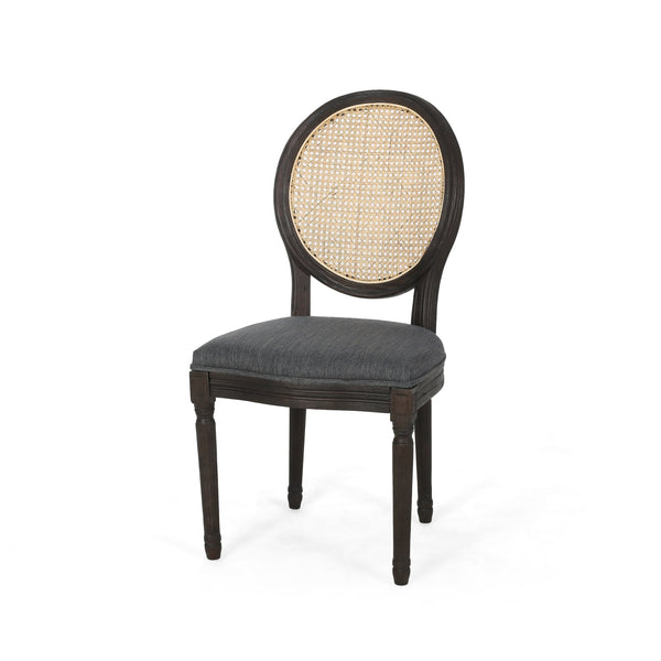 English Elm Christopher Knight Home® - DININGCHAIR Handcrafted Wicker & Fabric Dining Chair Set with Padded Seat, Rubberwood Frame Elegance Charcoal 65164.00CHAR