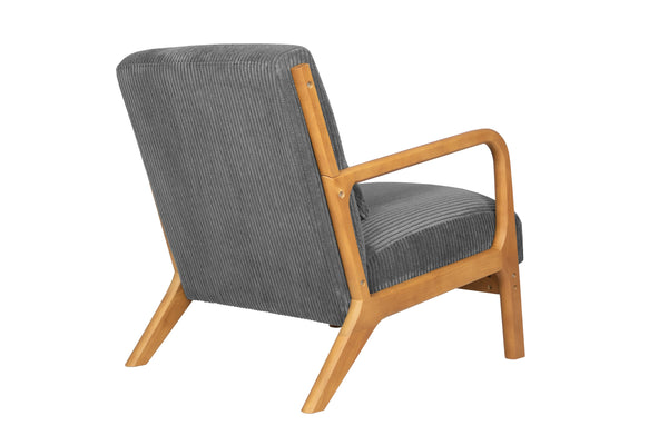 English Elm Accent Chair Ribbed Corduroy Upholstery Low Profile Modern Seat with Lumbar Pillow B089P416569