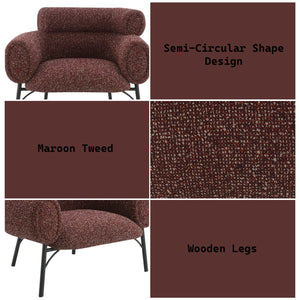 English Elm Mardi Burgundy Tweed Chair with Wooden Frame, KD Legs & Full Foam Seat — 10" Clearance, 220lb Capacity B2726P309302