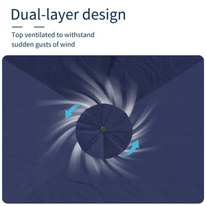 English Elm 11FT Square Cantilever Patio Umbrella with LED Light, UPF50+ 280g Solution-Dyed Fabric, Rust-Resistent Frame Blue 108.27 L x 16.54 W x 6.69 H T3609P352401