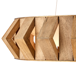 Plunge Chandelier: Stunning Mid-Century Modern Wood Pendant Light with Adjustable Height & LED Glow