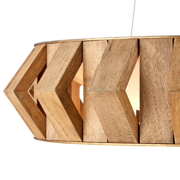 Plunge Chandelier: Stunning Mid-Century Modern Wood Pendant Light with Adjustable Height & LED Glow