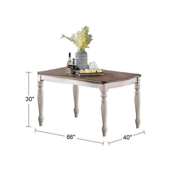 English Elm Transitional 7 Piece Dining Set Oak Veneer Table Antique White Carved Chairs B011S01229