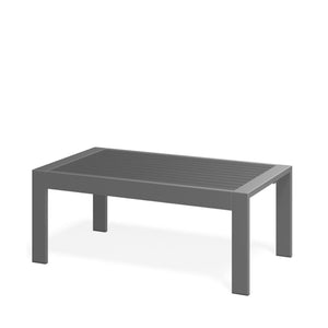 English Elm 43" Outdoor Coffee Table with Wood Grain Top on Powder Coated Iron for Patio Lounging Gray B082P455180