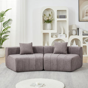 English Elm Chenille Modular Sectional Sofa Curved Piano Key Design Plush Living Room Lounge Seating Grey W834P389119