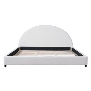 English Elm Christopher Knight Home® - King Size Bed Frame With Chic Boucle Upholstered Round Headboard For Modern Bedroom Elegance N757K327030W