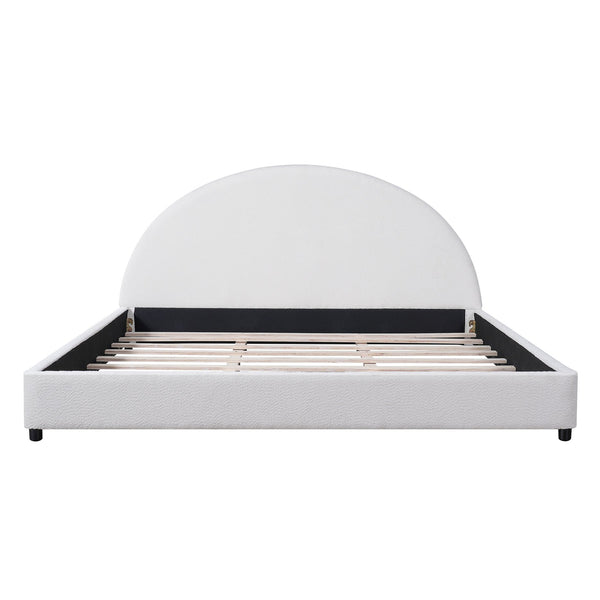 English Elm Christopher Knight Home® - King Size Bed Frame With Chic Boucle Upholstered Round Headboard For Modern Bedroom Elegance N757K327030W