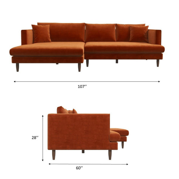 English Elm Blake Mid-century L-shaped Vegan Leather Sectional for Spacious Living Rooms B183S00186