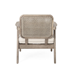 English Elm Outdoor Acacia Wood Club Chair Deep Seating Woven Back Patio Lounge Resort Style N780P171149B