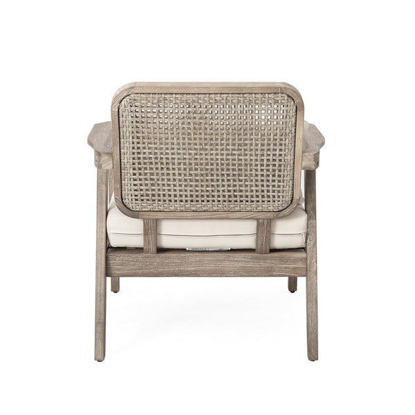 English Elm Outdoor Acacia Wood Club Chair Deep Seating Woven Back Patio Lounge Resort Style N780P171149B