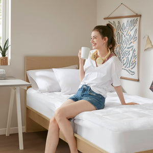 JLA Home Madison Park - Overfilled Plush Mattress Pad with Waterproof Barrier, Hypoallergenic Down-Alternative, Deep Pocket (18") - OEKO-TEX Certified Comfort MP16-3144