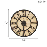 Madison Park Mason Modern/Contemporary 23.6" Wood Wall Clock MP95D-0303 Natural/Black