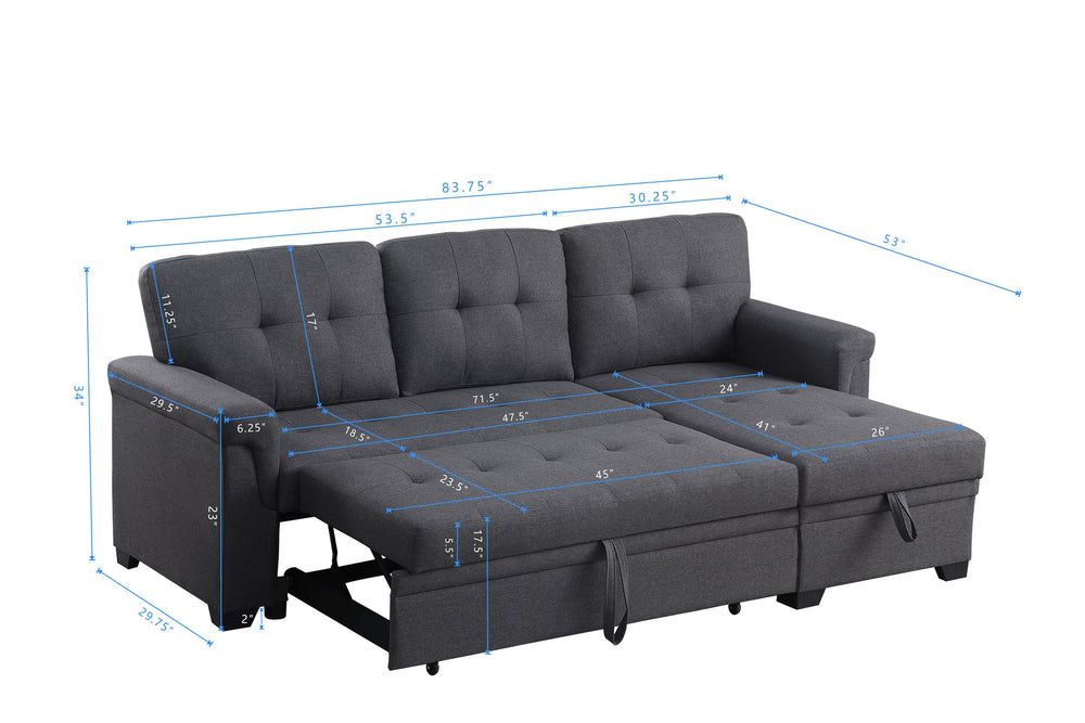 English Elm Modern Tufted L-shaped Sectional with Hidden Storage for Contemporary Living Rooms B2730S00034